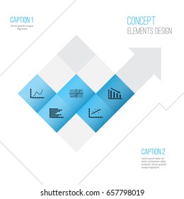 Set Of Graphs, Diagrams And Statistics Icons. Premium Quality Symbol Collection. Icons Can Be Used For Web, App And UI Design.