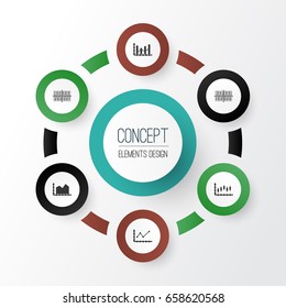 Set Of Graphs, Diagrams And Statistics Icons. Premium Quality Symbol Collection. Icons Can Be Used For Web, App And UI Design.