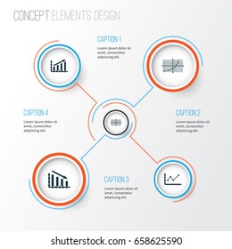 Set Of Graphs, Diagrams And Statistics Icons. Premium Quality Symbol Collection. Icons Can Be Used For Web, App And UI Design.
