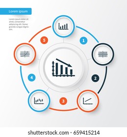 Set Of Graphs, Diagrams And Statistics Icons. Premium Quality Symbol Collection. Icons Can Be Used For Web, App And UI Design.