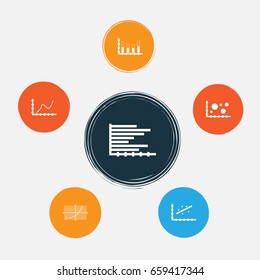 Set Of Graphs, Diagrams And Statistics Icons. Premium Quality Symbol Collection. Icons Can Be Used For Web, App And UI Design.