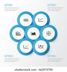 Set Of Graphs, Diagrams And Statistics Icons. Premium Quality Symbol Collection. Icons Can Be Used For Web, App And UI Design.