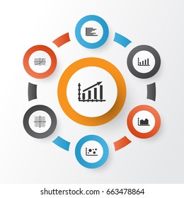 Set Of Graphs, Diagrams And Statistics Icons. Premium Quality Symbol Collection. Icons Can Be Used For Web, App And UI Design.