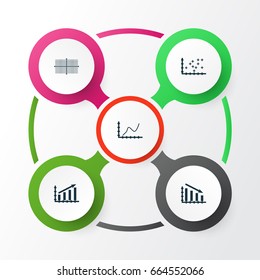 Set Of Graphs, Diagrams And Statistics Icons. Premium Quality Symbol Collection. Icons Can Be Used For Web, App And UI Design.