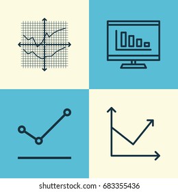 Set Of Graphs, Diagrams And Statistics Icons. Premium Quality Symbol Collection. Icons Can Be Used For Web, App And UI Design.