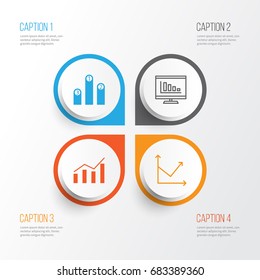 Set Of Graphs, Diagrams And Statistics Icons. Premium Quality Symbol Collection. Icons Can Be Used For Web, App And UI Design.