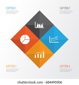 Set Of Graphs, Diagrams And Statistics Icons. Premium Quality Symbol Collection. Icons Can Be Used For Web, App And UI Design.