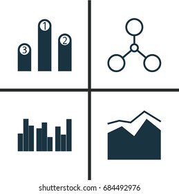 Set Of Graphs, Diagrams And Statistics Icons. Premium Quality Symbol Collection. Icons Can Be Used For Web, App And UI Design.