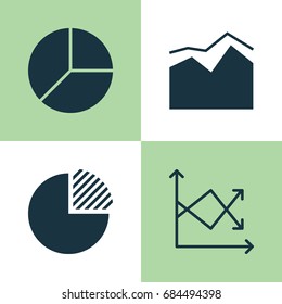 Set Of Graphs, Diagrams And Statistics Icons. Premium Quality Symbol Collection. Icons Can Be Used For Web, App And UI Design.