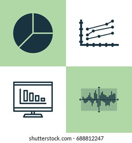 Set Of Graphs, Diagrams And Statistics Icons. Premium Quality Symbol Collection. Icons Can Be Used For Web, App And UI Design.