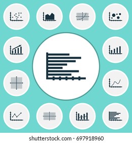 Set Of Graphs, Diagrams And Statistics Icons. Premium Quality Symbol Collection. Icons Can Be Used For Web, App And UI Design.