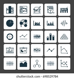 Set Of Graphs, Diagrams And Statistics Icons. Premium Quality Symbol Collection. Icons Can Be Used For Web, App And UI Design.