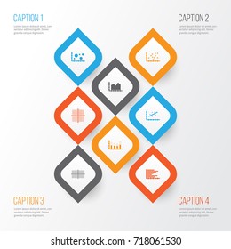 Set Of Graphs, Diagrams And Statistics Icons. Premium Quality Symbol Collection. Icons Can Be Used For Web, App And UI Design.