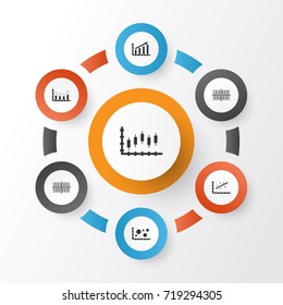 Set Of Graphs, Diagrams And Statistics Icons. Premium Quality Symbol Collection. Icons Can Be Used For Web, App And UI Design.