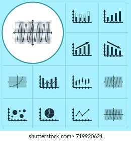 Set Of Graphs, Diagrams And Statistics Icons. Premium Quality Symbol Collection. Icons Can Be Used For Web, App And UI Design.