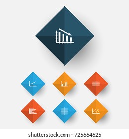 Set Of Graphs, Diagrams And Statistics Icons. Premium Quality Symbol Collection. Icons Can Be Used For Web, App And UI Design.