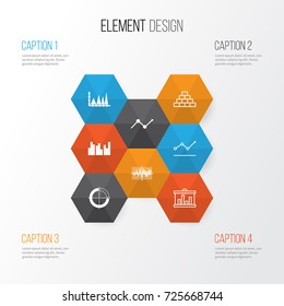 Set Of Graphs, Diagrams And Statistics Icons. Premium Quality Symbol Collection. Icons Can Be Used For Web, App And UI Design.