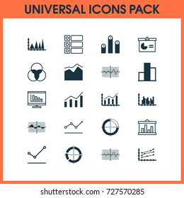 Set Of Graphs, Diagrams And Statistics Icons. Premium Quality Symbol Collection. Icons Can Be Used For Web, App And UI Design.