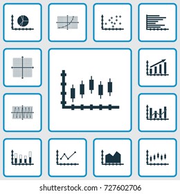 Set Of Graphs, Diagrams And Statistics Icons. Premium Quality Symbol Collection. Icons Can Be Used For Web, App And UI Design.