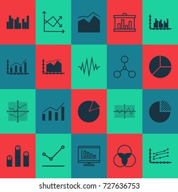 Set Of Graphs, Diagrams And Statistics Icons. Premium Quality Symbol Collection. Icons Can Be Used For Web, App And UI Design.