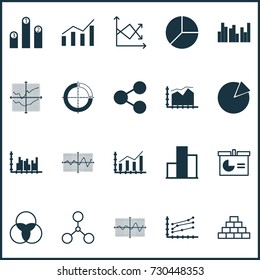 Set Of Graphs, Diagrams And Statistics Icons. Premium Quality Symbol Collection. Icons Can Be Used For Web, App And UI Design.