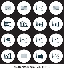 Set Of Graphs, Diagrams And Statistics Icons. Premium Quality Symbol Collection. Icons Can Be Used For Web, App And UI Design.