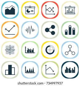 Set Of Graphs, Diagrams And Statistics Icons. Premium Quality Symbol Collection. Icons Can Be Used For Web, App And UI Design.