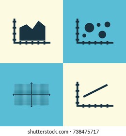 Set Of Graphs, Diagrams And Statistics Icons. Premium Quality Symbol Collection. Icons Can Be Used For Web, App And UI Design.