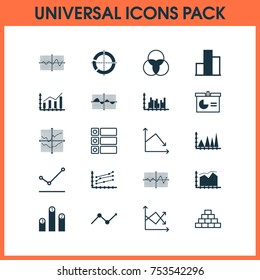 Set Of Graphs, Diagrams And Statistics Icons. Premium Quality Symbol Collection