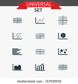 Set of graphs, diagrams and statistics icons. Premium quality symbol collection. Icons can be used for web, app and UI design.