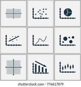 Set of graphs, diagrams and statistics icons. Premium quality symbol collection. Icons can be used for web, app and UI design.