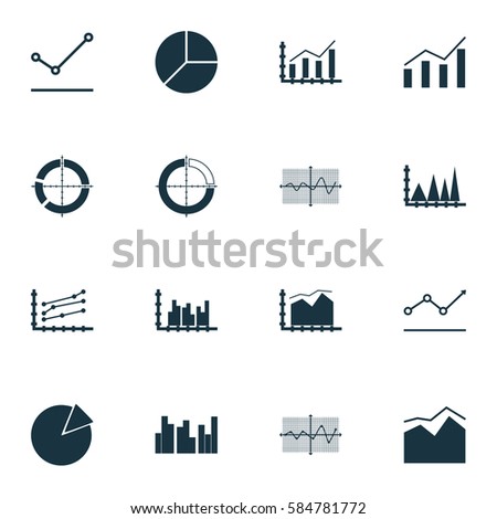 Set Of Graphs, Diagrams And Statistics Icons. Premium Quality Statistics  Symbol Collection. Icons Can Be Used For Web, App And UI Design.