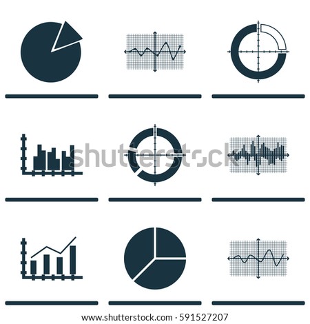 Set Of Graphs, Diagrams And Statistics Icons. Premium Quality Symbol Collection. Icons Can Be Used For Web, App And UI Design.