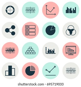 Set Of Graphs, Diagrams And Statistics UI Icons. Premium Quality Symbol Collection. Icons Can Be Used For Web, App And UI Icons Set Design.