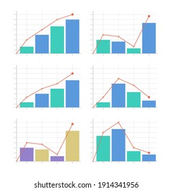 Set Of Graphs With Grid On White Background