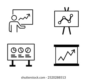 Set of graphs on the whiteboard. Statistics data analysis business