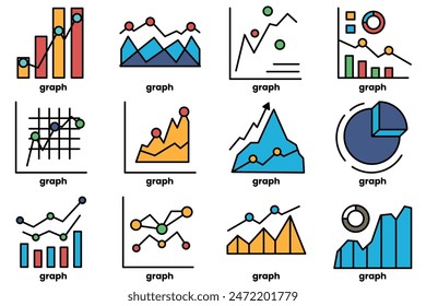 A set of graphs are shown in a grid. The graphs are labeled with the word "graph" and are arranged in a variety of orientations. Scene is one of organization and structure