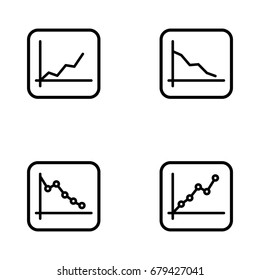 Set of graphs vector thin line icons.