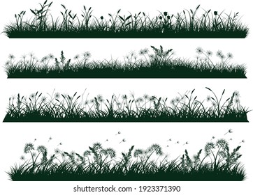 Grasgras-Grasgras-Silhouetten, Grasgrasgrasgrasbanner, Vektorgrafik-Vektorgrafik