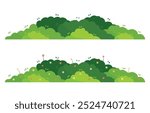 Set of grass bush isolated on white background. Green bush blossom. Green grass collection. Flat vector illustration.