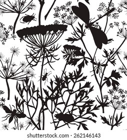 Set Grass Cow Parsnip Contour Black & White