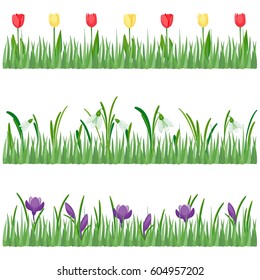 Nature Floral Collection Grass Background Set Stock Vector (Royalty ...