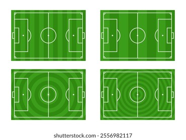 Set of grass football soccer field isolated on white background	
