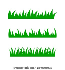 Set of grass. Green grass on white background. Cartoon lawn pattern. Vector