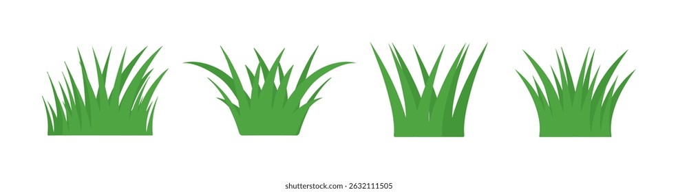 Set Grass Illustration Vector On White Background