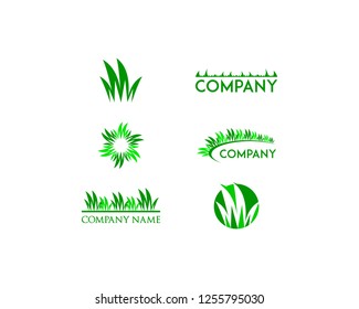 Set Of Grass Logo Design Template