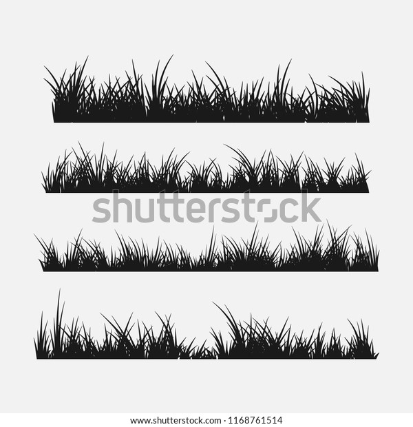 Set Grass Silhouettes Borders Stock Vector Royalty Free 1168761514 9447