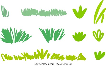 Set of grass silhouettes in marker style in vector.
