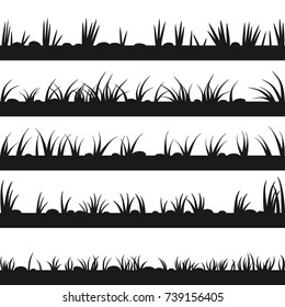 Set of grass and stones silhouettes