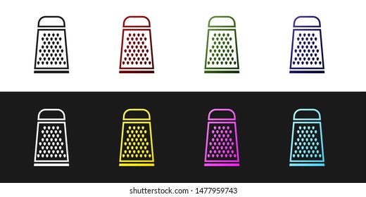 Set Grater icon isolated on black and white background. Kitchen symbol. Cooking utensil. Cutlery sign.  Vector Illustration